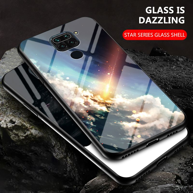 Back Cover For Xiaomi Redmi Note 9 Case Moon and Star Tempered Glass Protector Protection Cover for Xiaomi Redmi Note 9 Phone cases