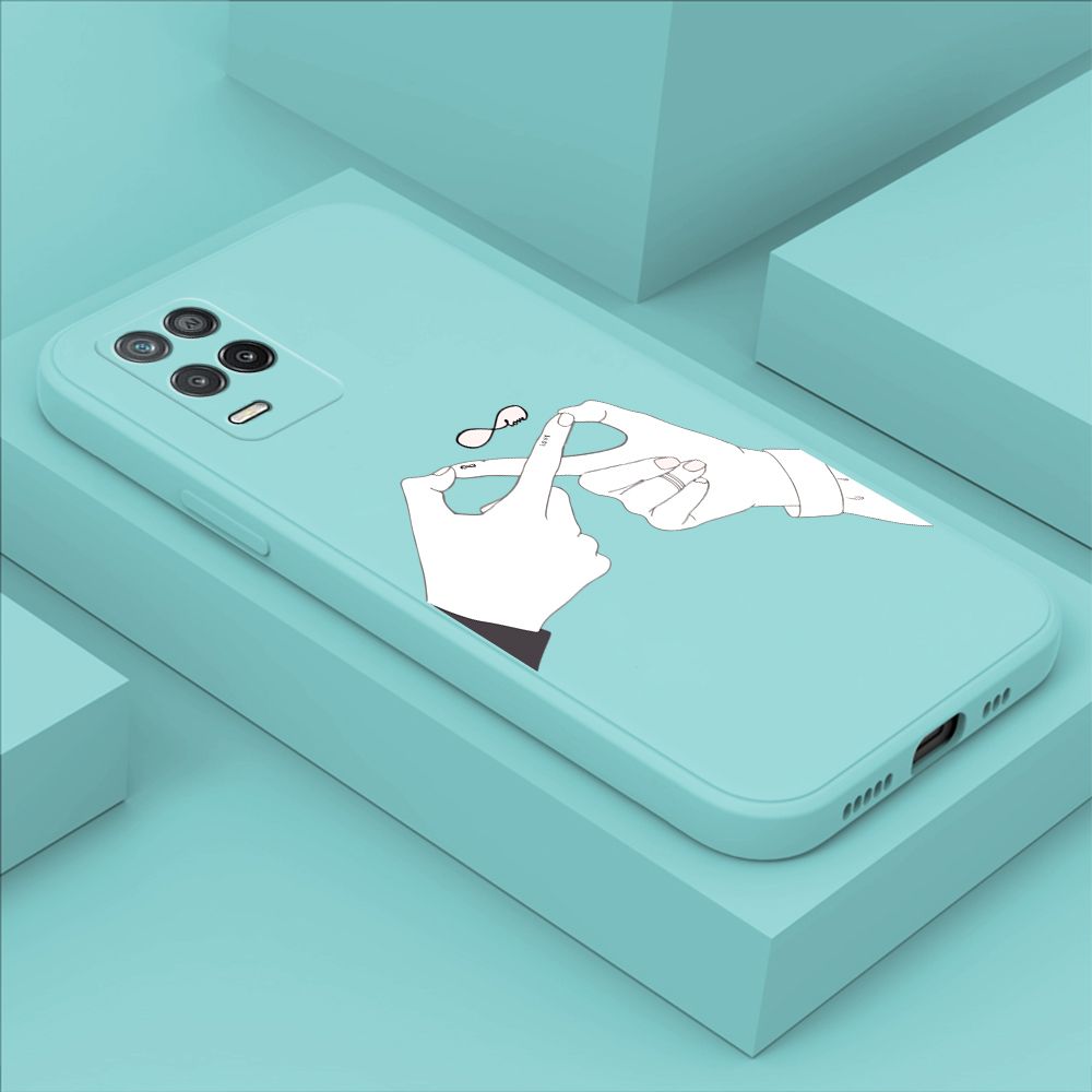 ZeroQiQi for Realme 8 5G Back Cover Mobius Ring Ultra Thin Soft Luxury Square Multicolor Liquid Silicone Phone Case