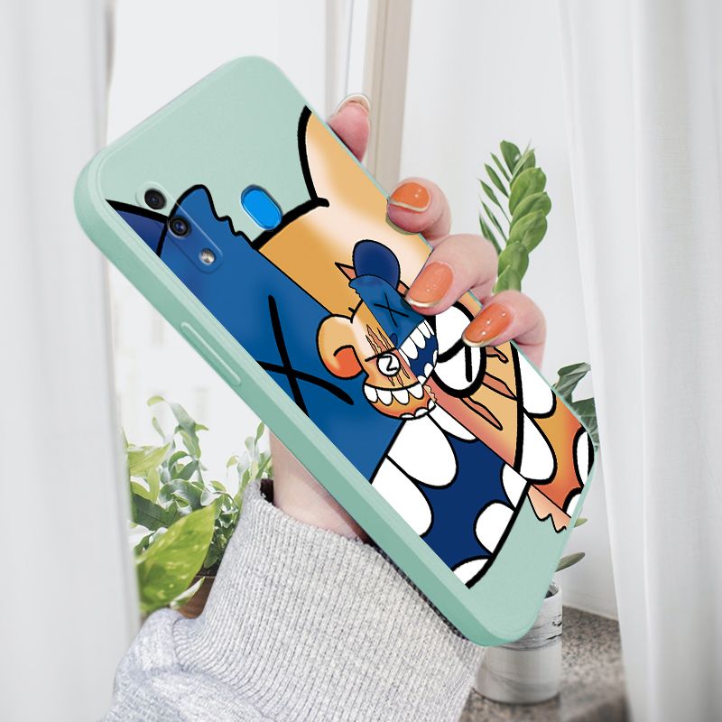 AMORVOR for Samsung Galaxy A20 A30 Back Cover Fashion Popular Side design Soft Case Liquid Silicone Phone Cases