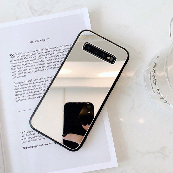 Casinglee For Samsung Galaxy S10 Plus Back Cover Luxury Plating Clear View Makeup Mirror Soft Phone Cover for Samsung Galaxy S10 Plus Cosmetic Mirror Case