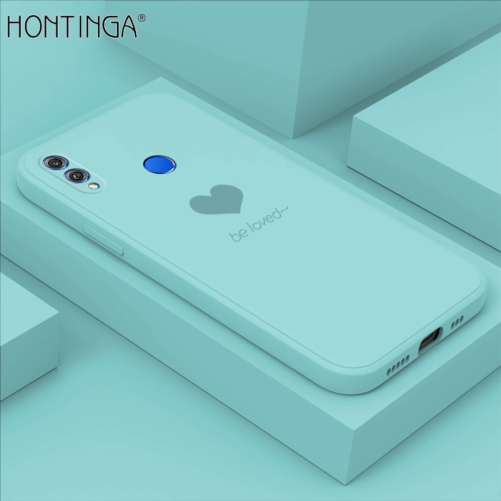Hontinga for Honor 8X Case Simple Lover Heart Pattern Back Cover Soft Square Edge Liquid Silicone Phone Cases