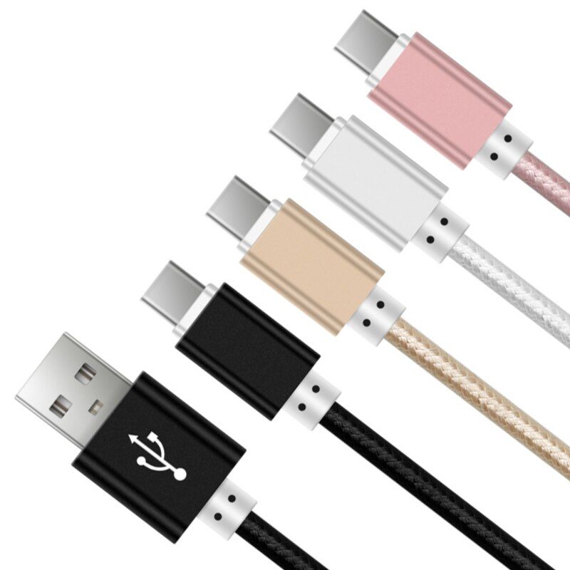 3ft USB Type C Cable Fast Charging USBC Cable for Samsung Galaxy S9 S8 Plus Oneplus 6 Nylon Braided Data Sync Type-C Phone Cable