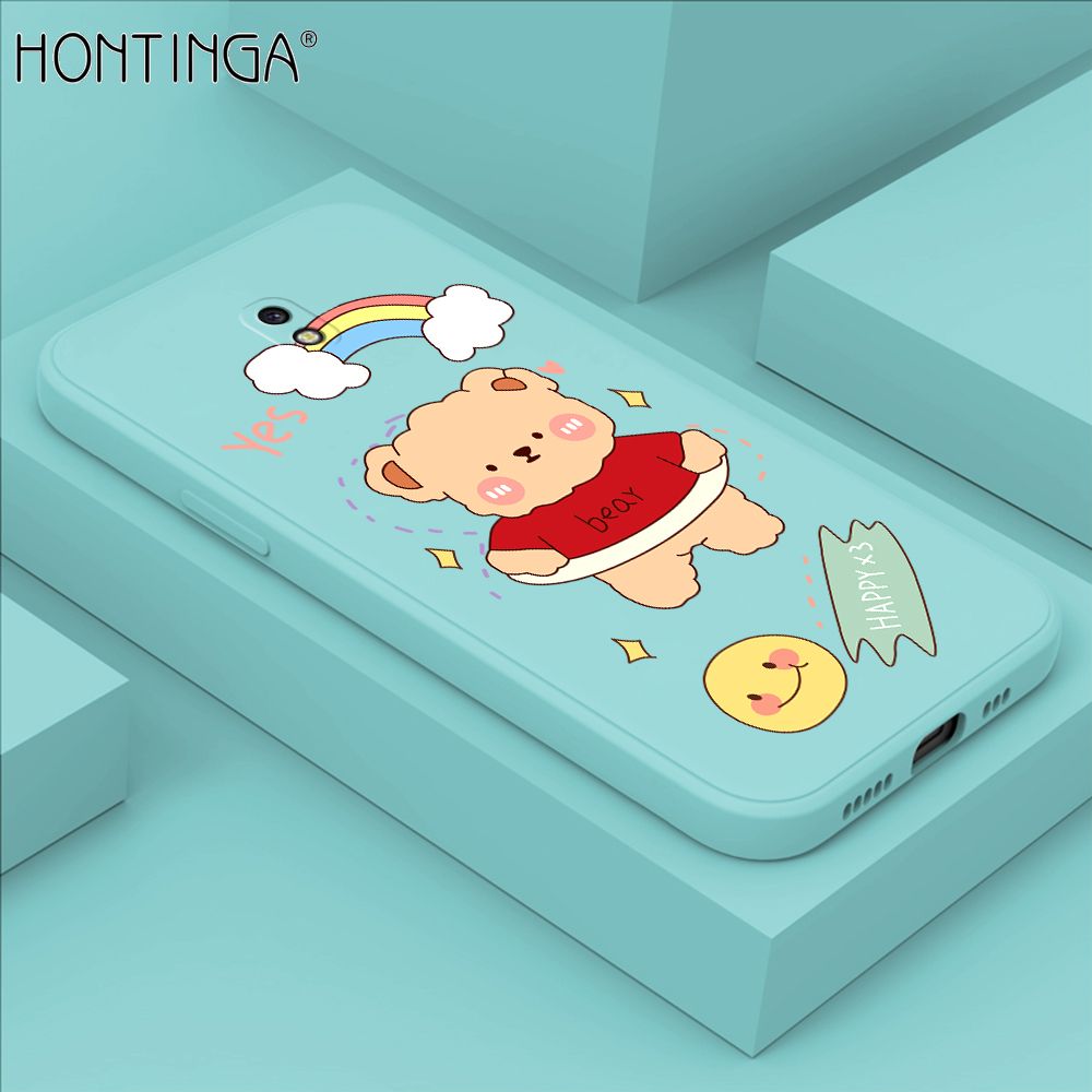 Hontinga for Samsung J7 Pro Case Lovely Cartoon Bear Phone Case Phone Case Soft Square Edge Silicone Cases Full Lens Cover Shockproof Protection Cover