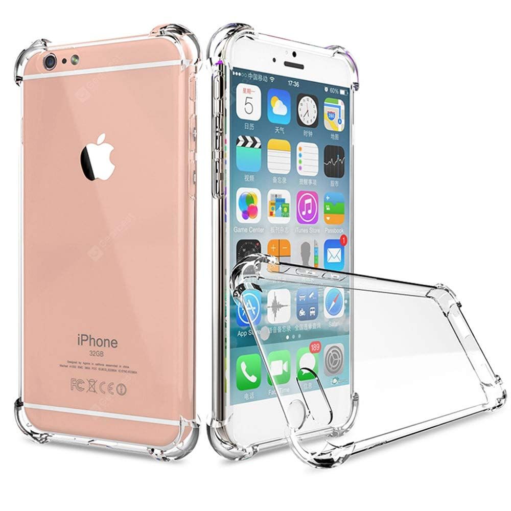 For "iPhonee 6, iPhonee 6S" Silicone Shock Proof Hard Back Soft Air Corner Bumper Anti-Scratch Cover Case for "iPhonee 6, iPhonee 6S" (Transparent cover) - Phone