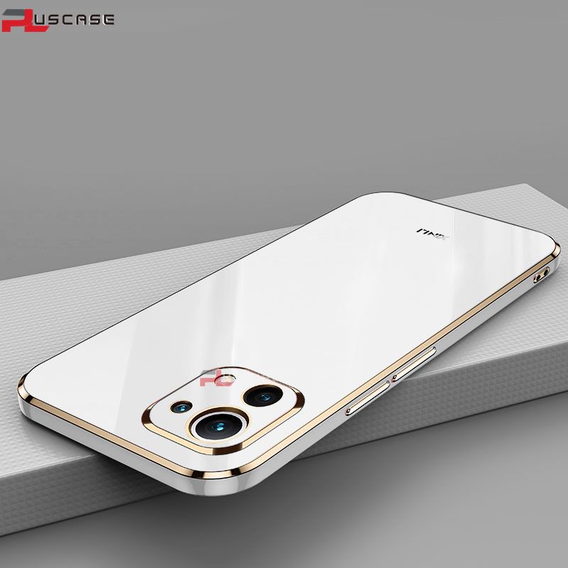PlusCase for Xiaomi Mi 11 6D Plating Soft Case Lens Protector Square Frame Silicone Glossy Shockproof Phone Back Cover
