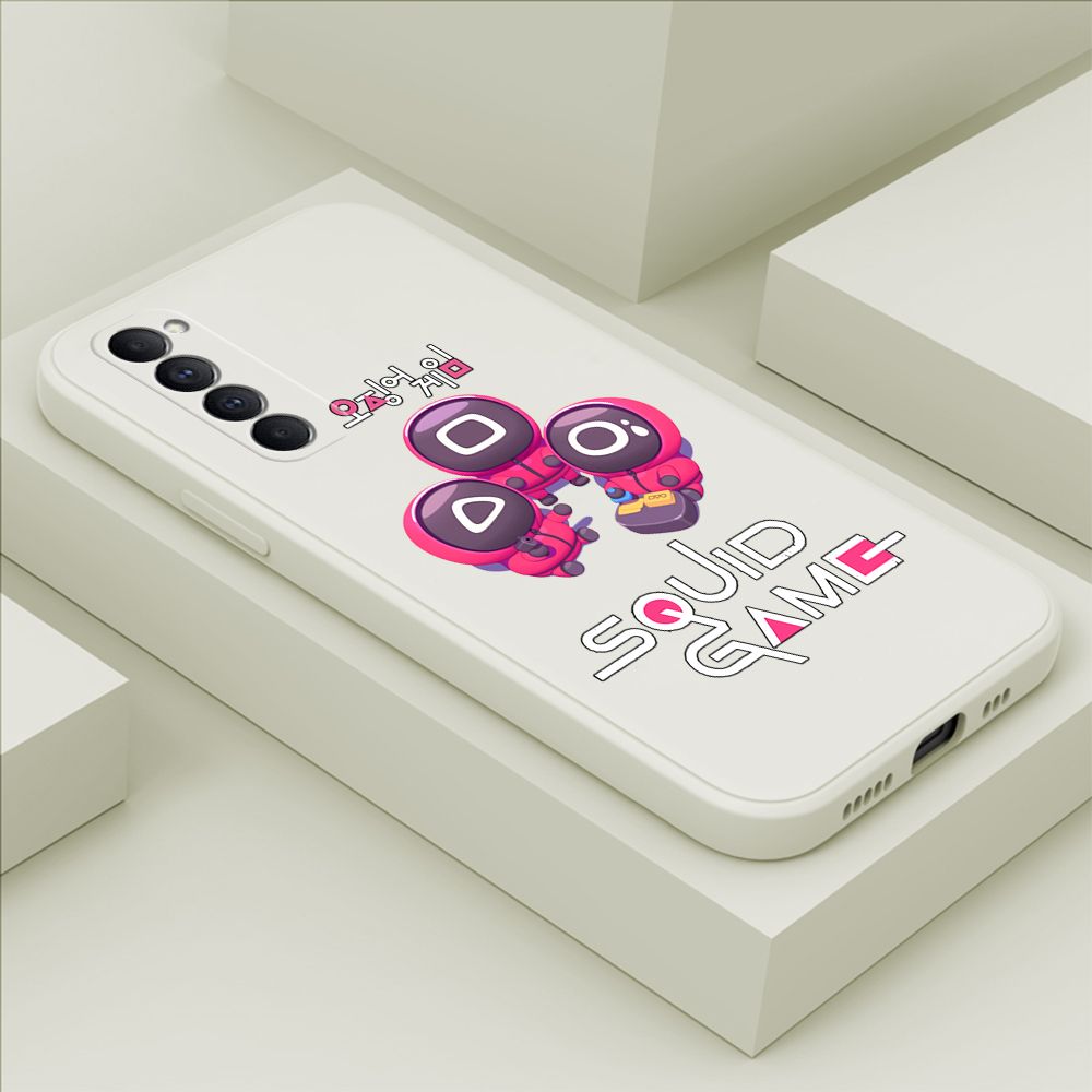ZeroQiQi for OPPO Reno4 Pro Case Cute Cartoon Cute Squid Character Phone Cover Square Liquid Silicone Shockproof Phone Protective Case