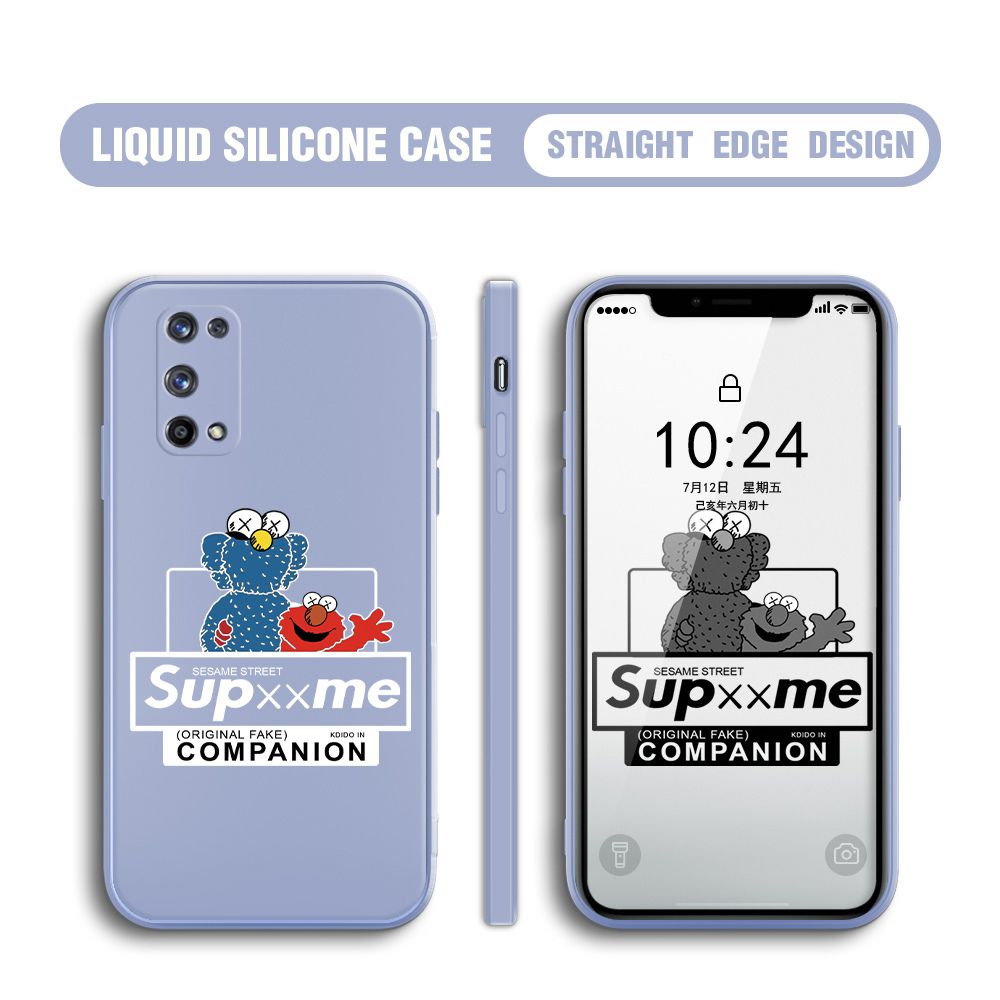 BILI for Realme X7 Pro / X7 Pro 5G Back Cover Sesame Street Companion Multicolor Liquid Silicone Phone Case Soft Square Lens Protection Phone Cases