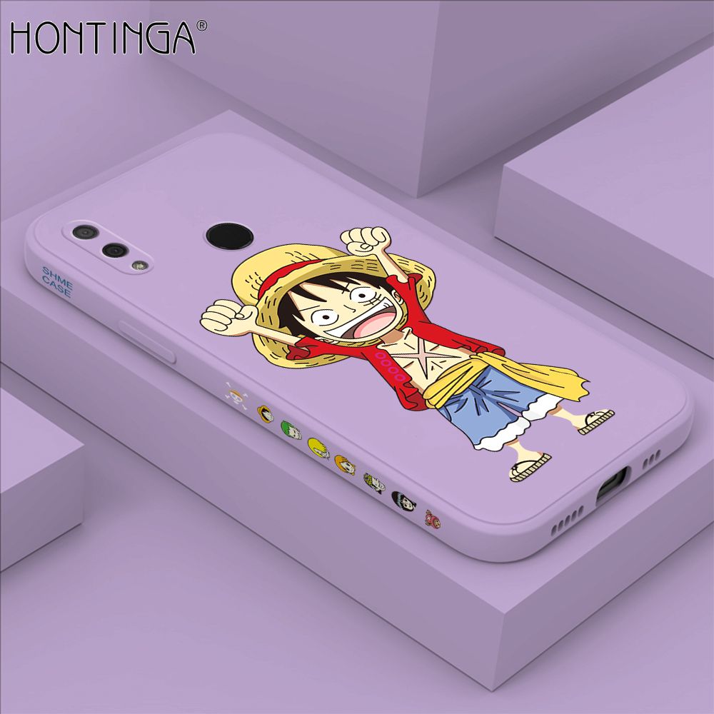 Hontinga for Huawei Y9 2019 Case Side Design Anime Cartoon Luffy Back Cover Soft Square Edge Pattern Liquid Silicone Trend Phone Cases