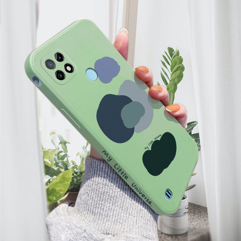 AMORVOR for Realme C21 Back Cover Color Mixture Clouds Side design Soft Case Liquid Silicone Phone Cases