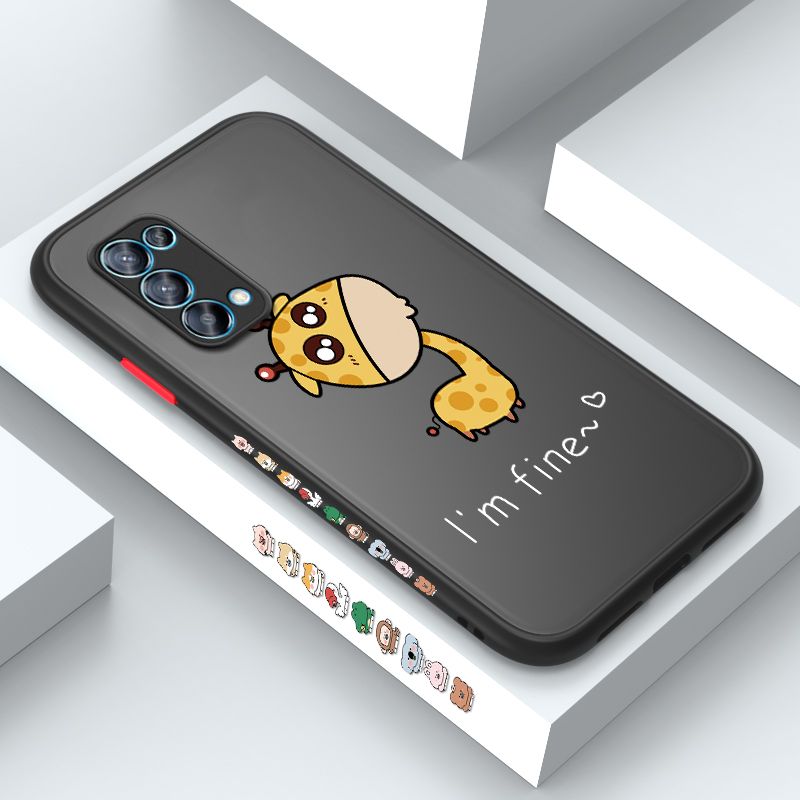 ZeroQiQi for OPPO Reno 5 5G Case Cute Funny Giraffe Side Printing Cover Frosted Ultra Thin Protective Anti Fall Phone Case