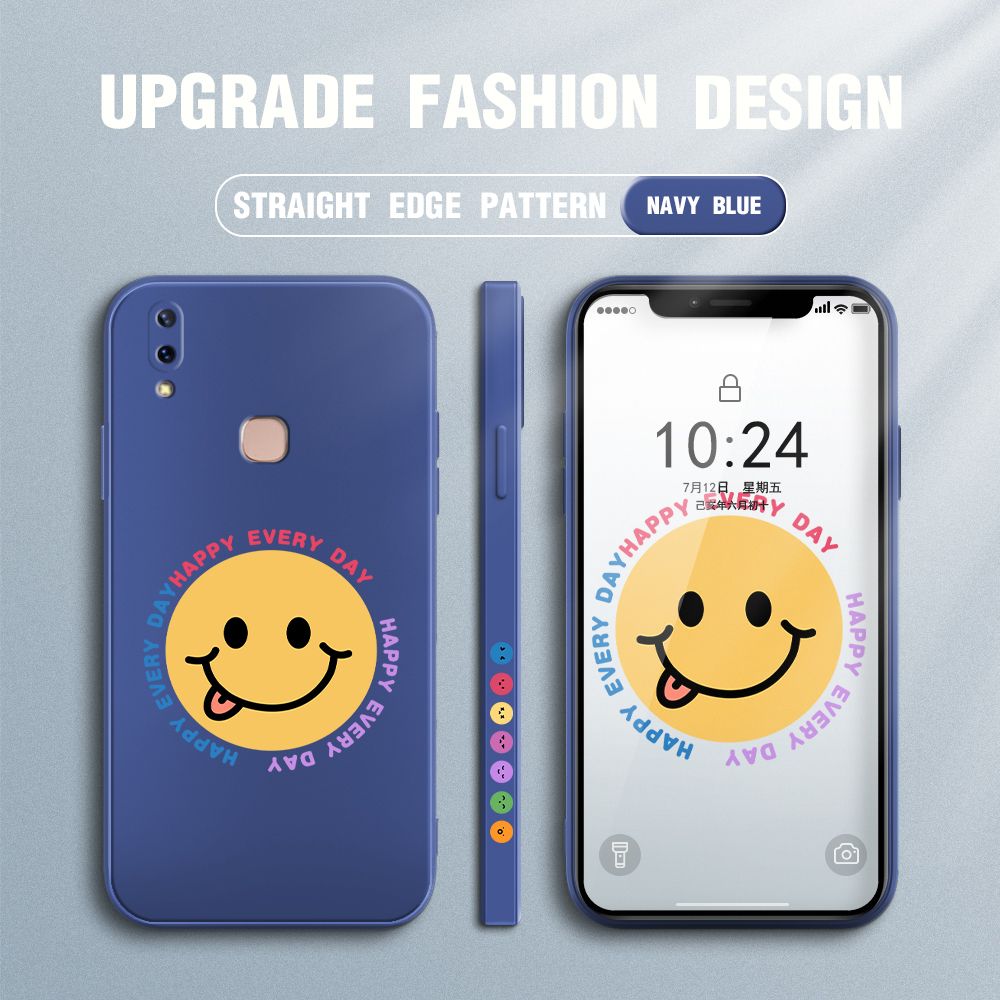 FHKL for Vivo V9 Back Cover Cartoon Smile Side design Soft Case Multicolor Liquid Silicone Phone Cases