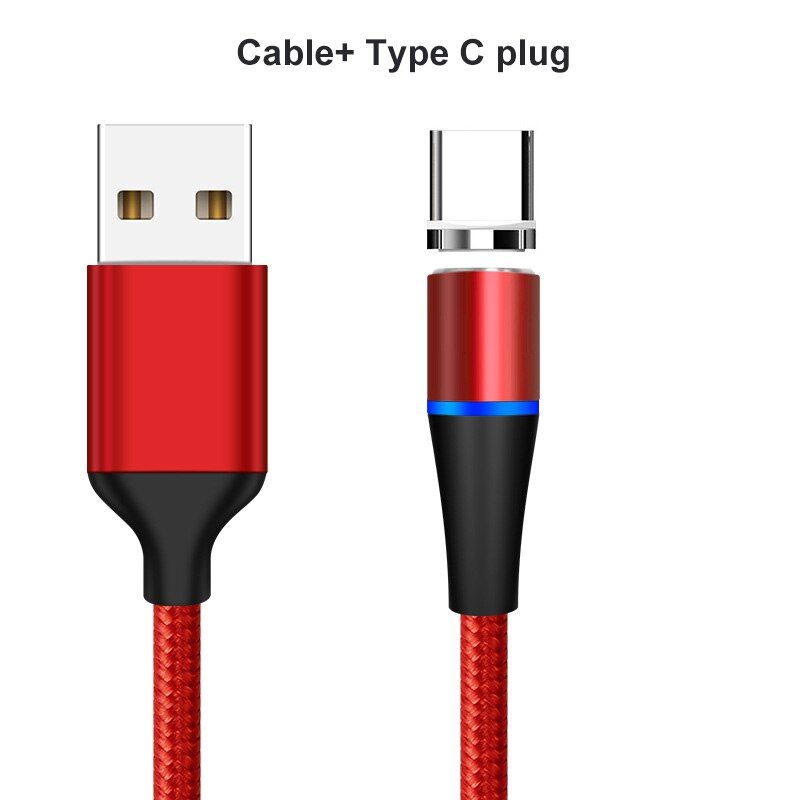 3A QC3.0 Fast Charging Cable Type C USB Wire LED Light Magnetic Charger USB C Cable Data Transmit Cord For Xiaomi Samsung Huawei