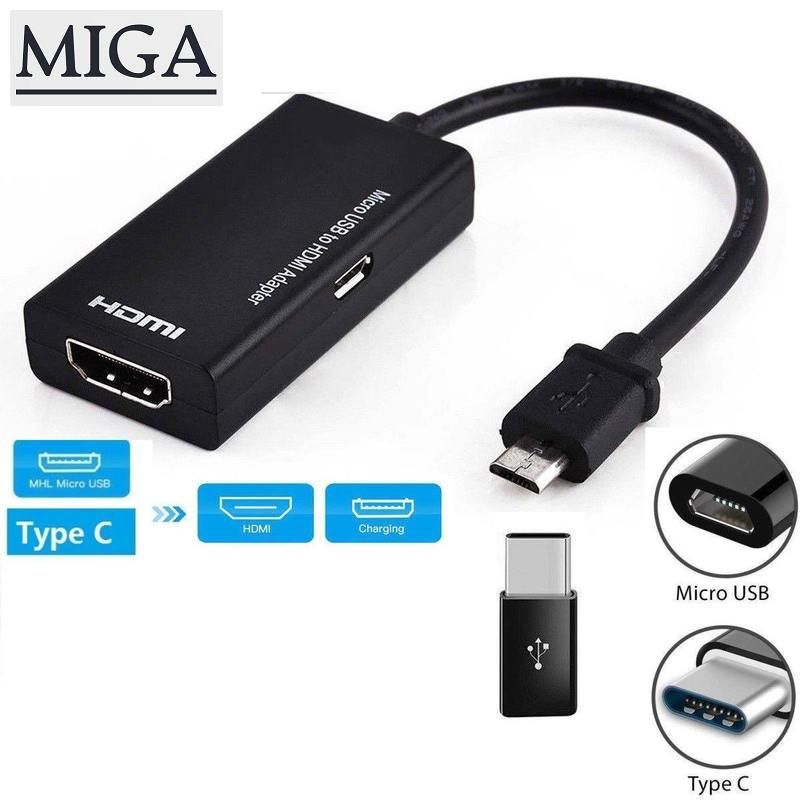 Type C & Micro USB Male to HDMI Female Adapter Cable for Phone TV