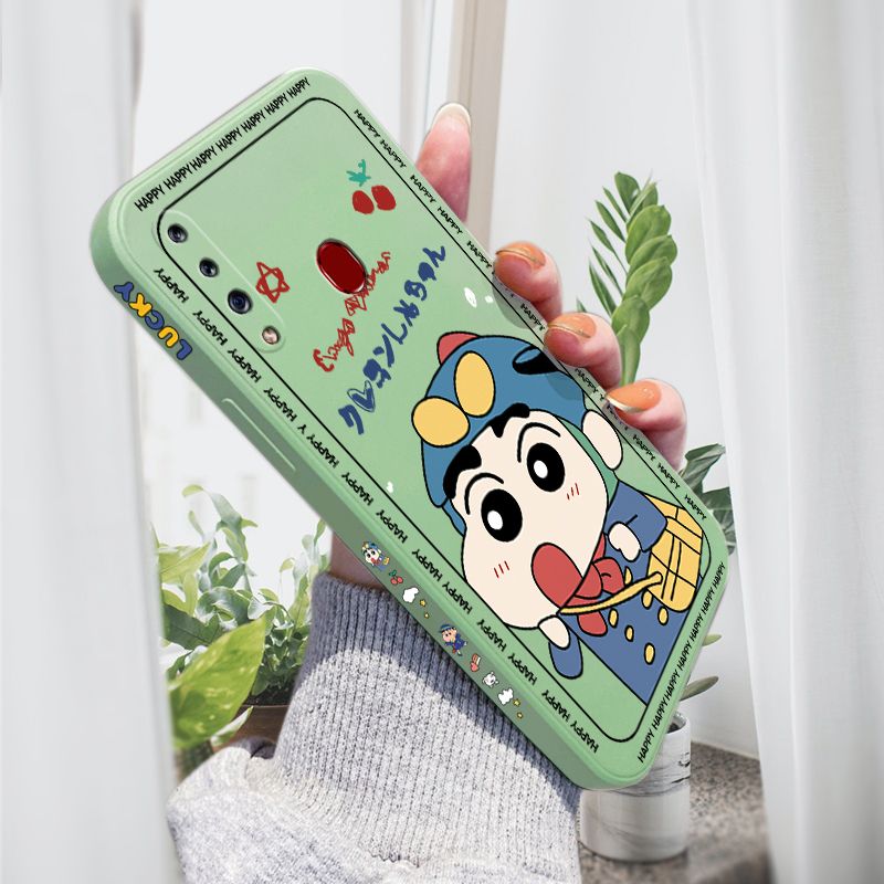 AMORVOR for Samsung Galaxy A20S Back Cover Cartoon Shin-chan Action Kamen Side design Soft Case Liquid Silicone Phone Cases