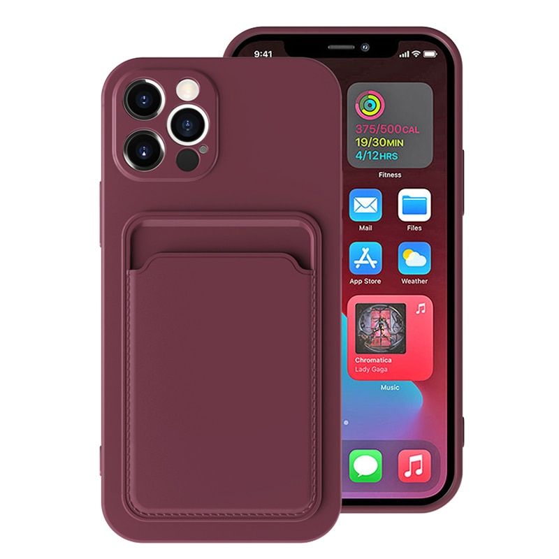 Wallet Card Pocket Slot Holder Case for iPhone 12 13 Pro Max Mini 11 7 8 Plus X XR XS SE Silicon Lining Back Cover Capa