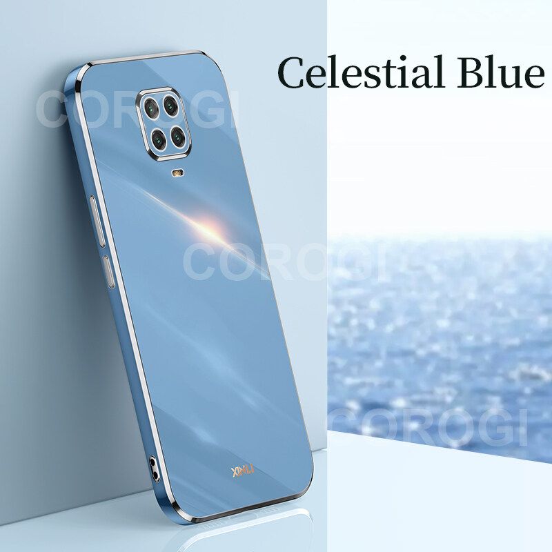 For Xiaomi Redmi Note 9 Pro Back Cover Fashion Shiny Plating Square Bumper Camera Protection Case Soft Silicone Shockproof Protective Mobile Phone Cases