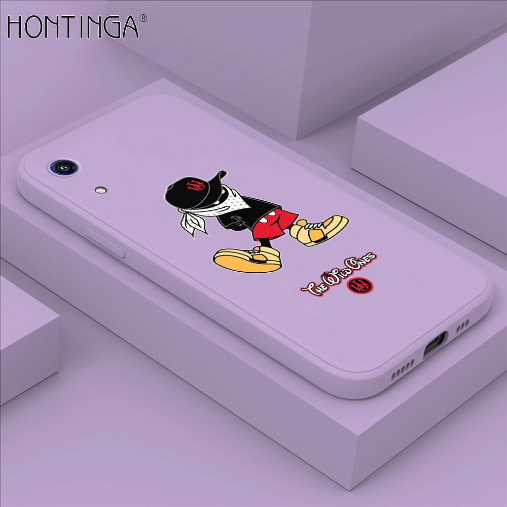 Hontinga for Huawei Y6 Pro 2019 Case Cartoon Masked Mouse Phone Case Soft Square Edge Silicone Cases Full Lens Cover Shockproof Protection Cover