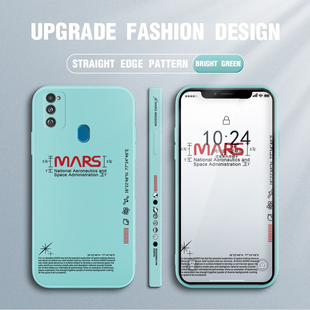 Jizetin for Samsung Galaxy M21 / M30S Case New NASA Design Side Design Phone Case Square Edge Pattern Liquid Silicone Cases Full Cover Camera Soft Protection Case