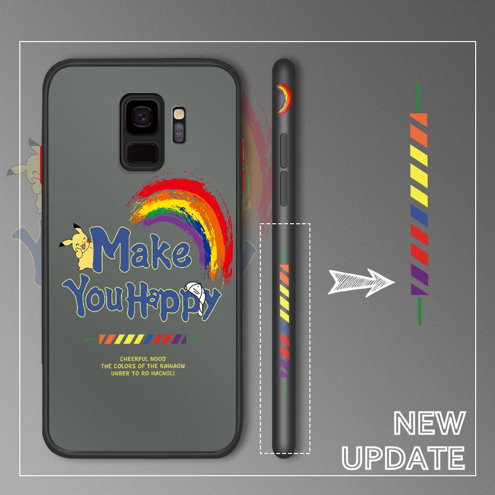 UCUC for Samsung Galaxy S9 Back Cover Rainbow Pikachu Side Printed Design Phone Case Ultra Thin Frosted Cover Shockproof Phone Cover