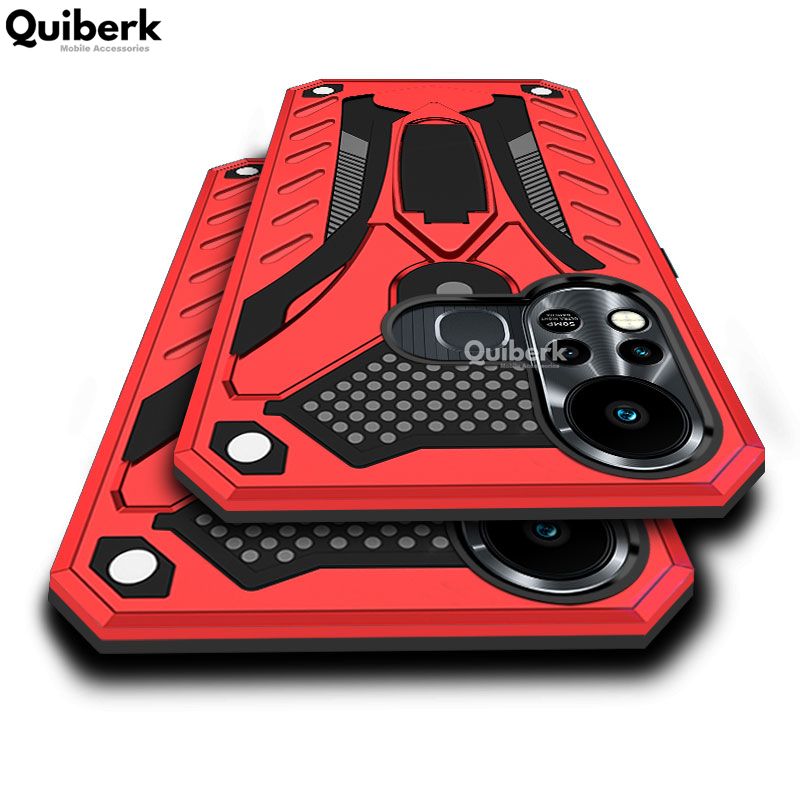 Quiberk for Infinix Hot 11s Phone Case Hard Bracket Ring Shockproof Invisible Foldable Bracket Protective Shell