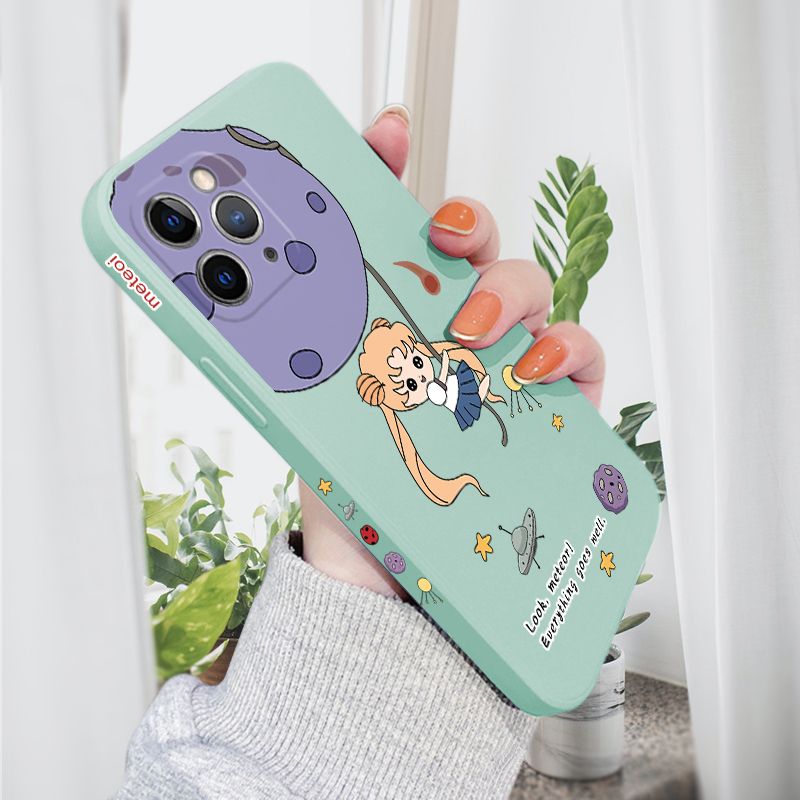AMORVOR for iPhone 11 Pro Max Back Cover Lovely Sailor Moon Side design Soft Case Liquid Silicone Phone Cases