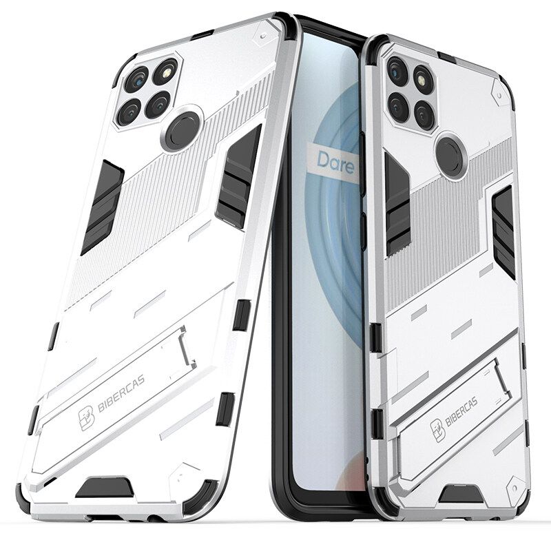For Realme C21Y Case Camera Protection Back Cover Bumper with Kickstand Phone Stand Hardcase