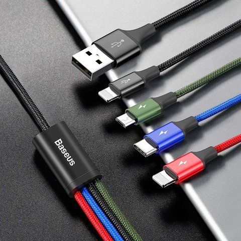 Baseus 4 in 1 Rapid Series Cable (2 Lightning, 1 Type C, 1 Micro USB)