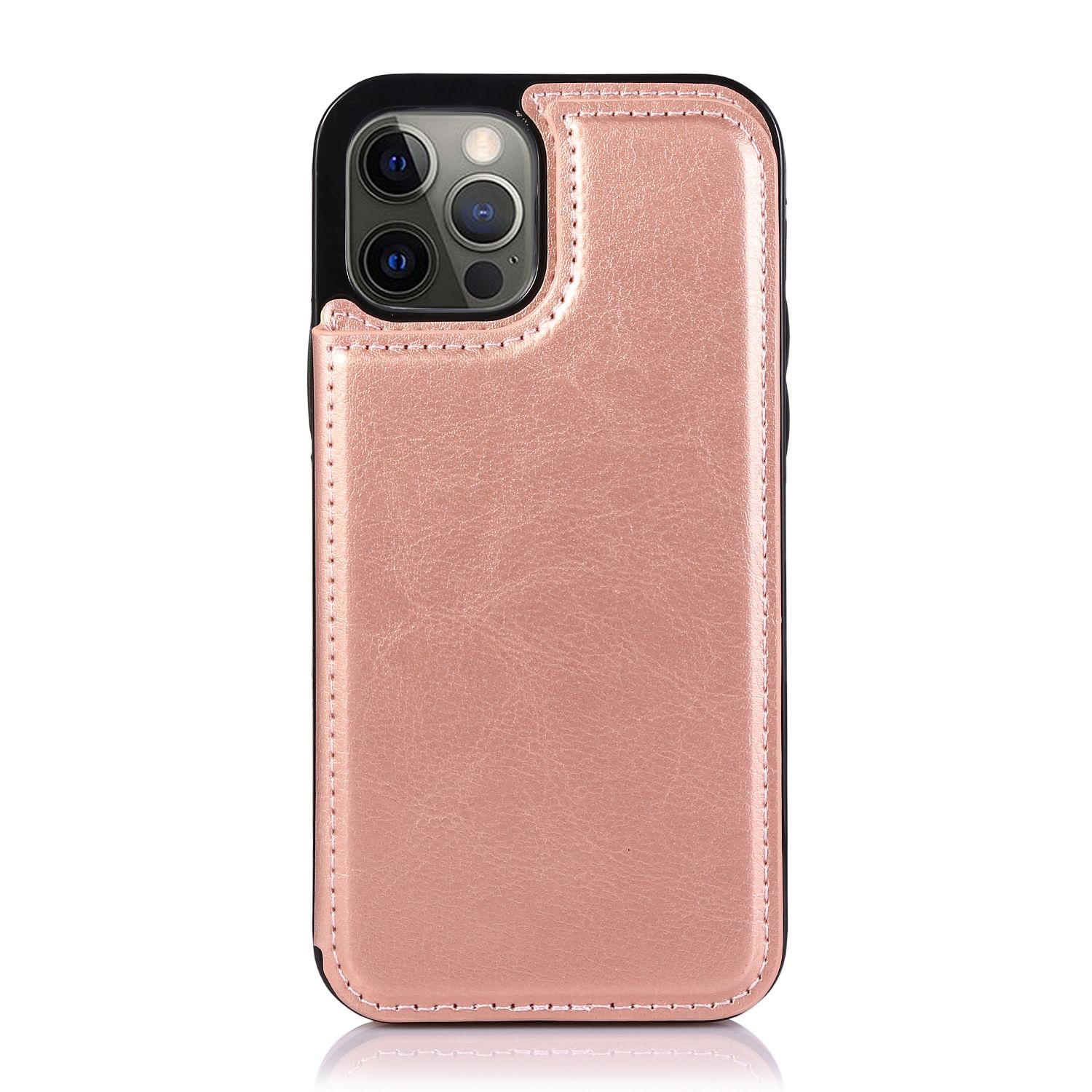 Yfashion Mobile Phone Case Solid Color Plug-in Card Protective Case Cover For Iphone12 color