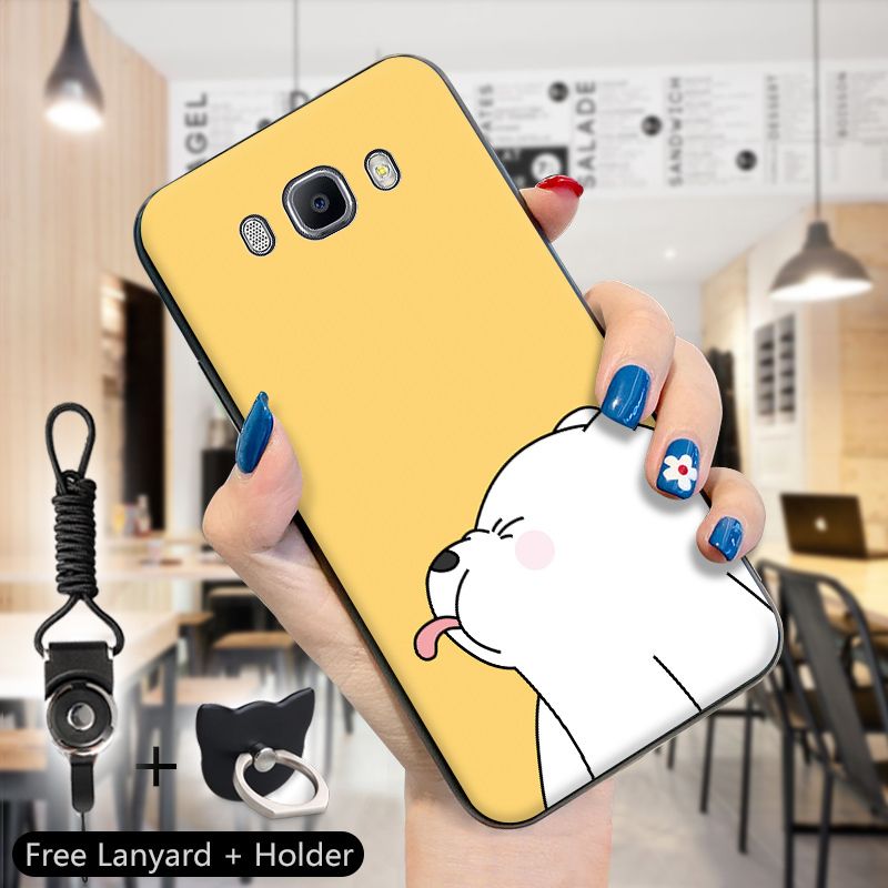 Cellphone Case For Samsung Galaxy J5  ( Finger Ring + Lanyard ) Cute Cartoon Anime We Bare Bears HandPhone Case For Girls The Three Bears For Boys Soft TPU Silicone Back Cover