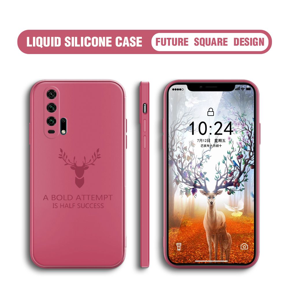 Hontinga for Honor 20 Pro Case Soft Silicone Square ELK Deer Reindeer Phone Cases Full Cover Camera Shockproof Protection Rubber Case