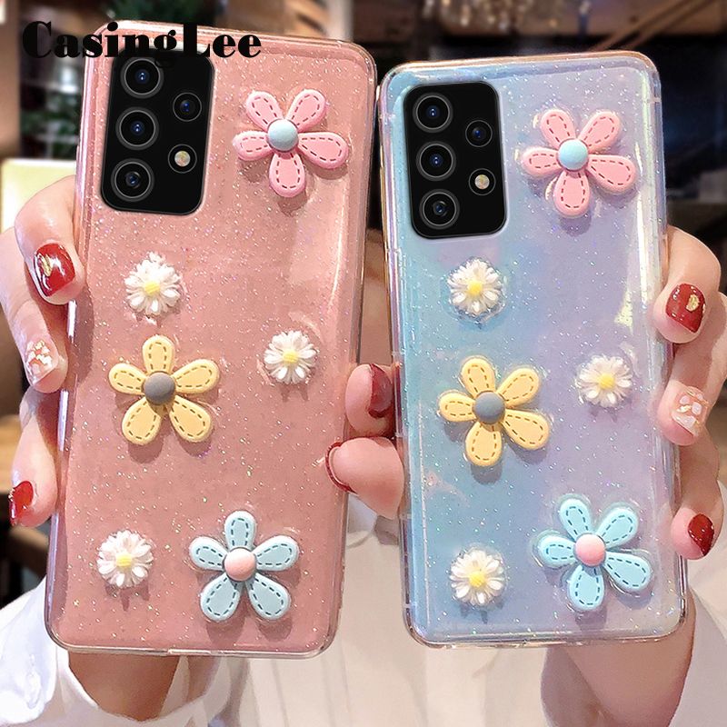 Casinglee For Samsung Galaxy A53 5G Case Soft Case Phone Cover for Samsung A53 5G Flower Glitter Bling Soft Full Stars Phone Cover