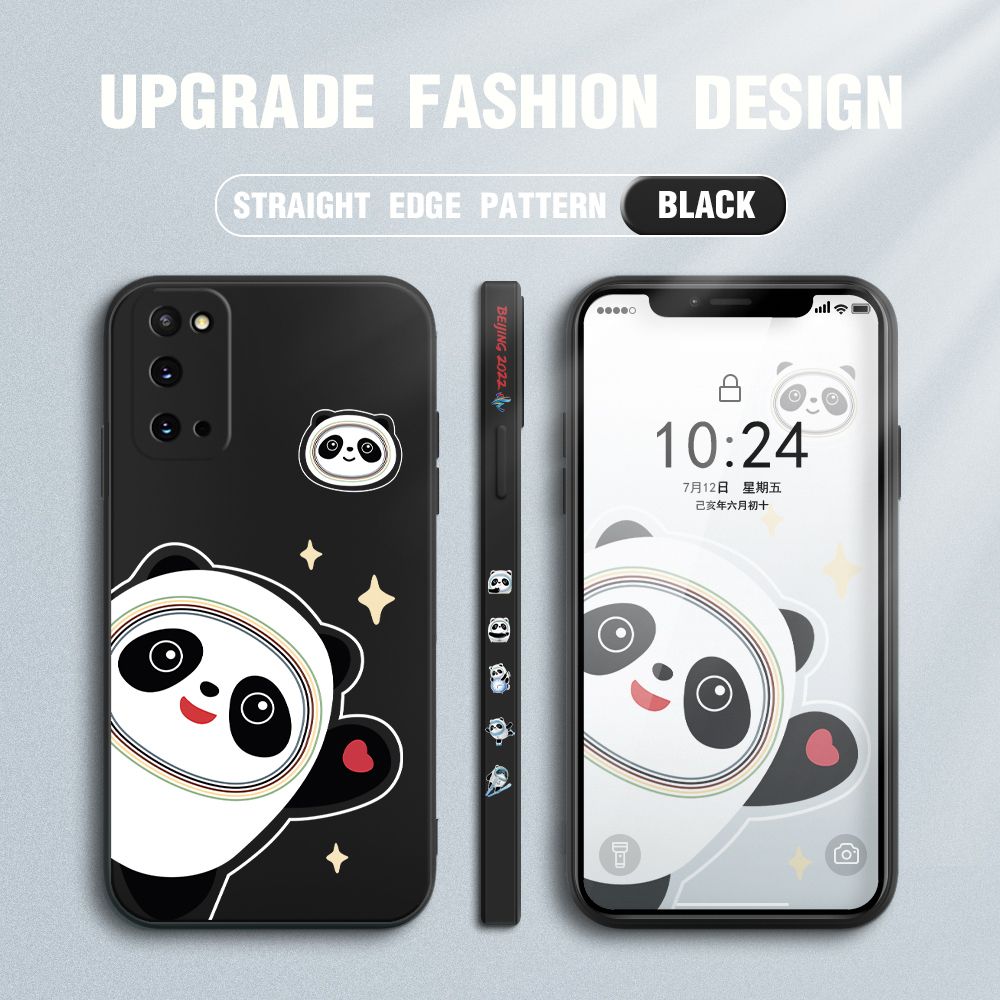 FHKL for Samsung Galaxy S20 Back Cover Bing Dwen Dwen Side design Soft Case Multicolor Liquid Silicone Phone Cases