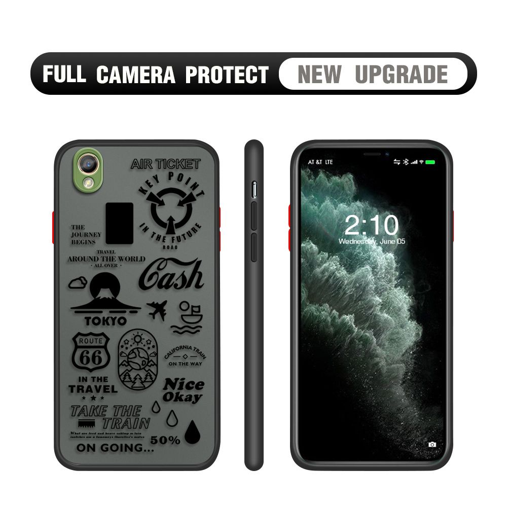 Hontinga for OPPO NEO 9 Case Travel Poster Camera Shockproof Protection Cases Edge Frosted Transparent Phone Cover