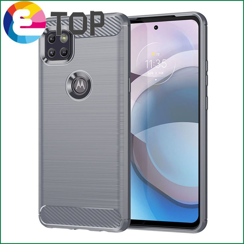 【ETOP】For Motorola One 5G Ace Case Bumper Rubber Silicon Carbon Fiber Cover For Motorola One 5G Ace Case For Moto One 5G Ace Case 6.7