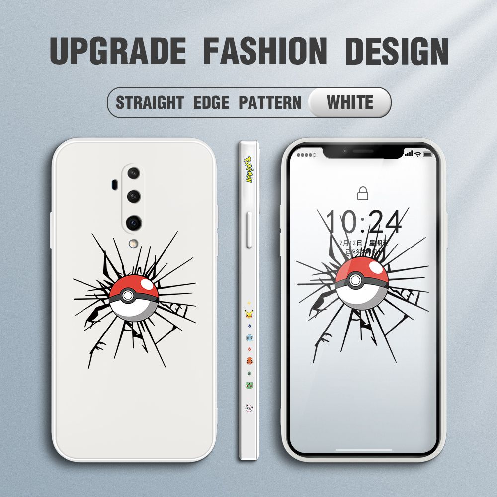 Jizetin for OnePlus 7T Pro Case Cartoon Pokémon Pocket Monster Design Side Design Phone Case Square Edge Pattern Liquid Silicone Cases Full Cover Camera Shockproof Protective Case