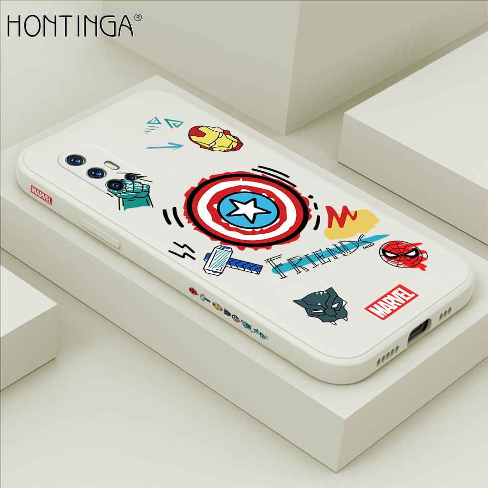 Hontinga for Vivo V17 Case Side Design Trendy Cartoon Sign Back Cover Soft Square Edge Pattern Liquid Silicone Phone Cases