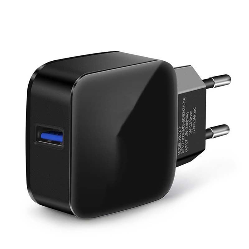 QC3.0 charger Quick charger 3.0 For huawei p8 p9 p10 mate 10 honor 9 fast charger 18W Fast USB Charger for xiaomi(black EU Plug)