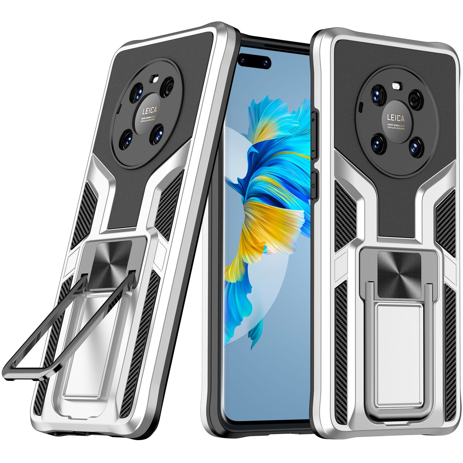For Huawei Mate 40 Pro Dual Layer Built-in Kickstand Heavy Duty Military Grade Shockproof Drop Protection Cover