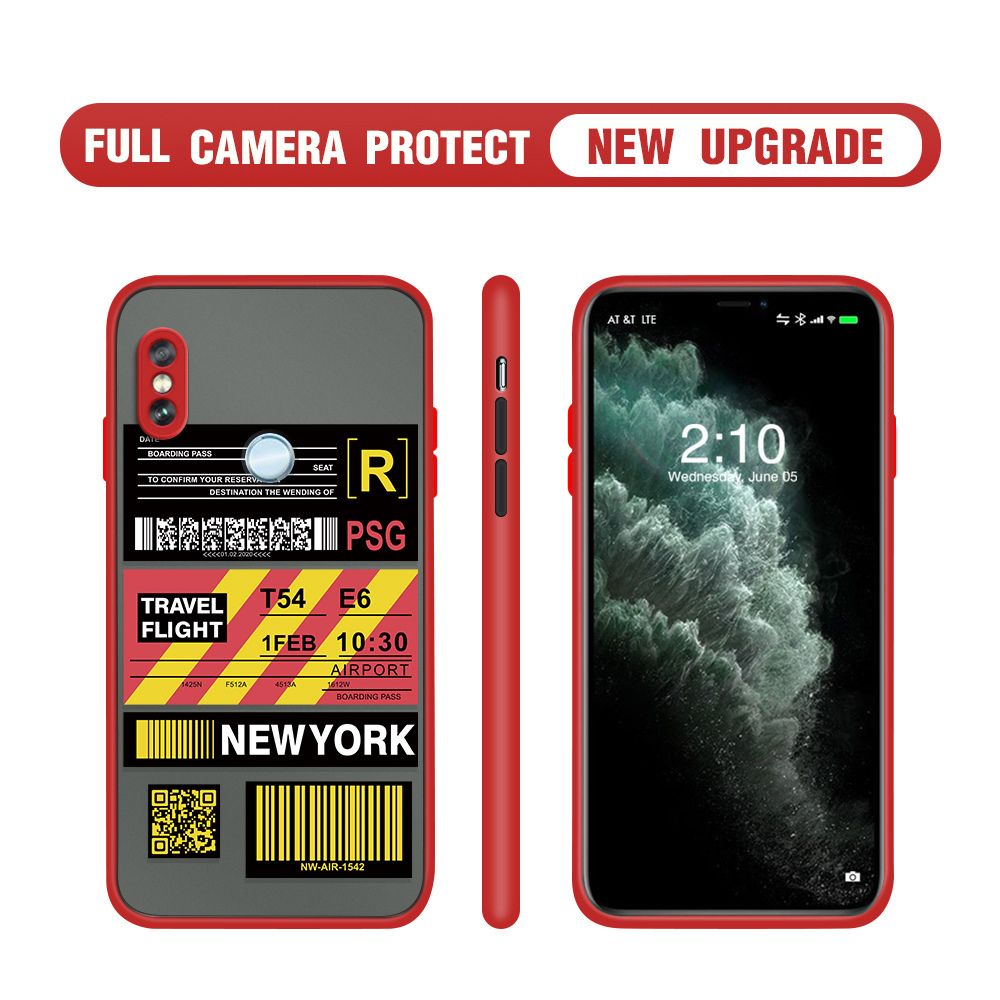 Hontinga for Redmi Note 5 / Note 5 Pro Case Creative Flight Ticket Cover Camera Shockproof Protection Case Edge Frosted Transparent Phone Cover