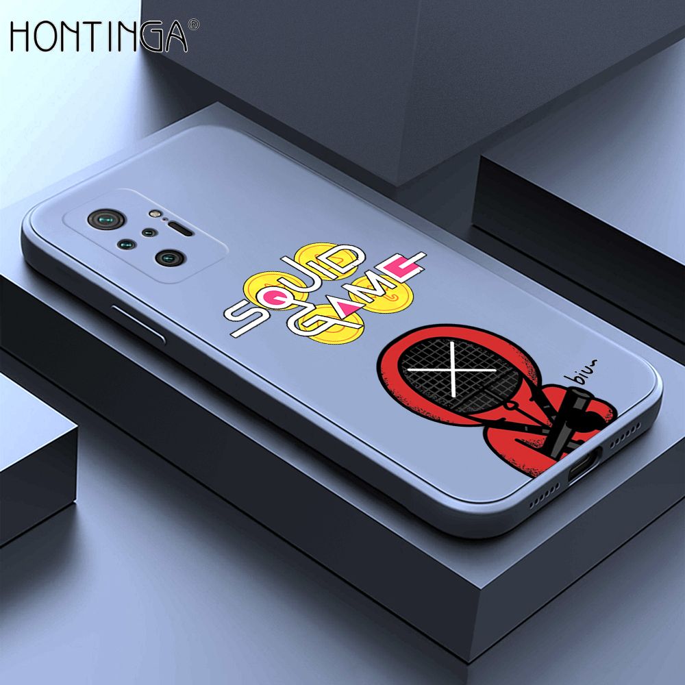 Hontinga for Redmi Note 10 Pro / Note 10 Pro Max Case Fashion Cartoon Electric Baton Judge Role Phone Cover Square Liquid Silicone Trend Phone Case