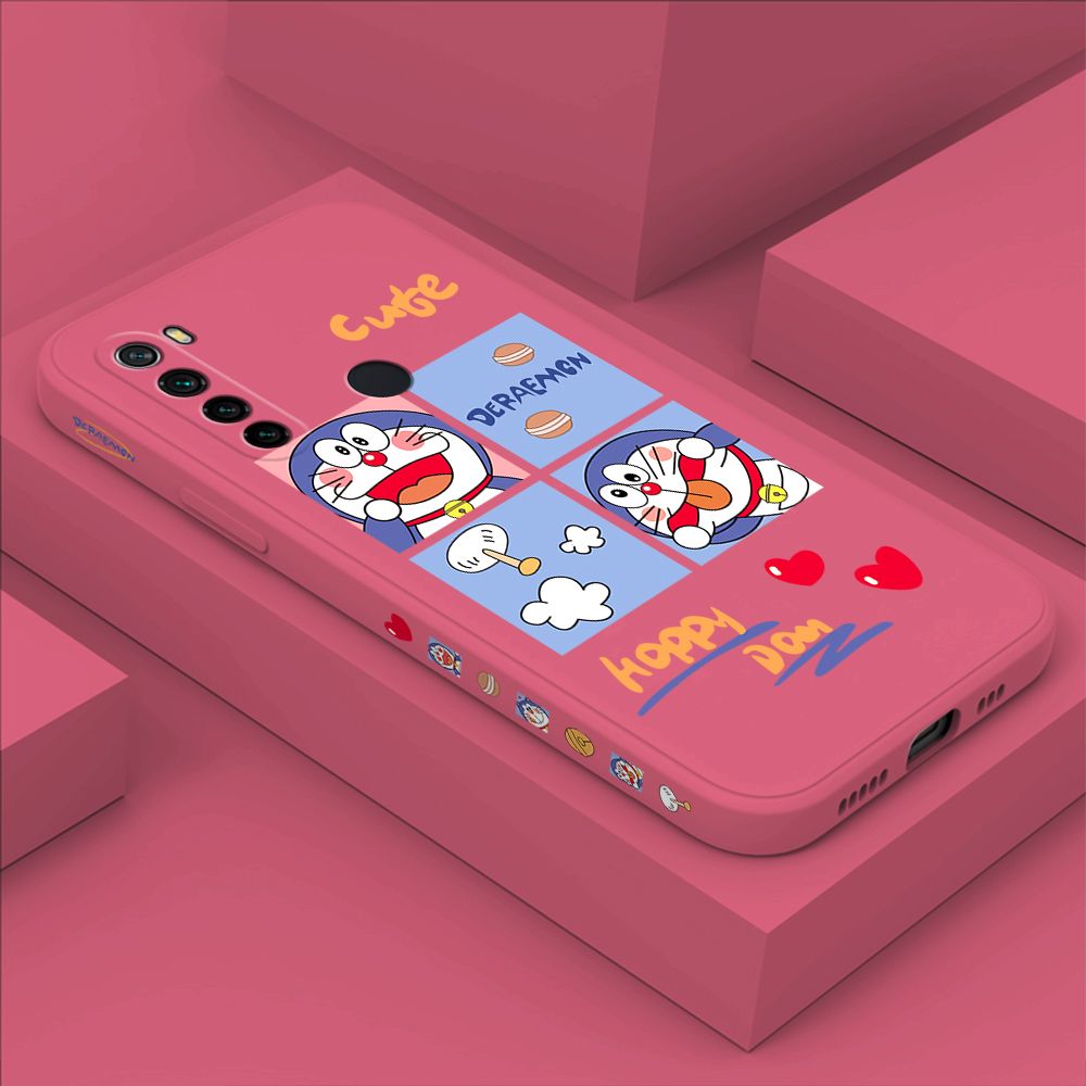 Hontinga for Redmi Note8 Case Side Design Cartoon Cute Cat Back Cover Soft Square Edge Pattern Liquid Silicone Trend Phone Cases