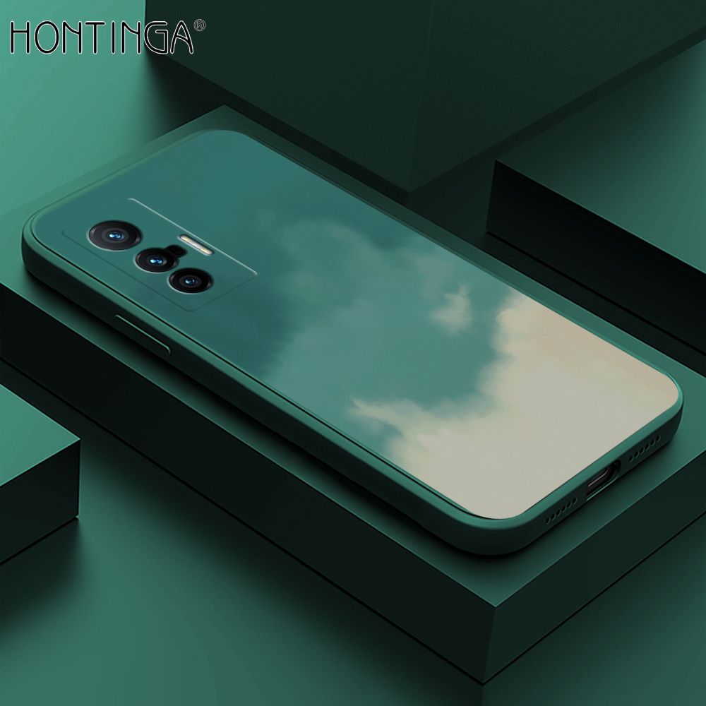 Hontinga for Vivo X70 5G Case Watercolor Gradient Liquid Soft Square Silicone Phone Case Shockproof Protection Rubber Cover