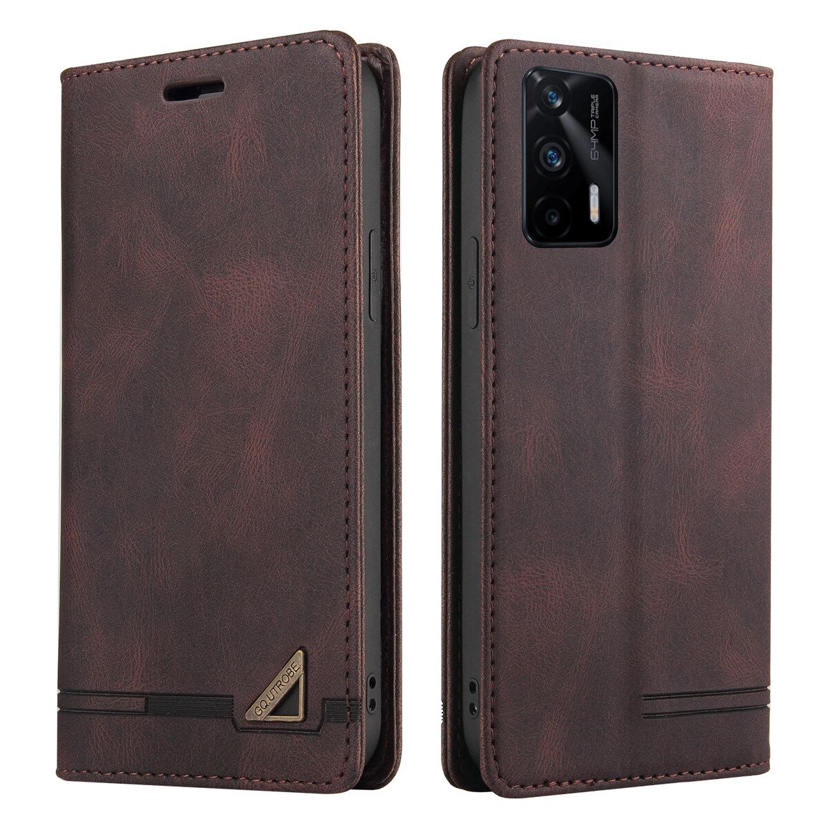 Retro Leather Wallet Foldable Built-in Card Slot and Magnetic Closure Protective Cover For Realme GT 5G / Realme GT Neo / Realme GT Neo Flash / Realme Q3 Pro 5G Phone Cover Case