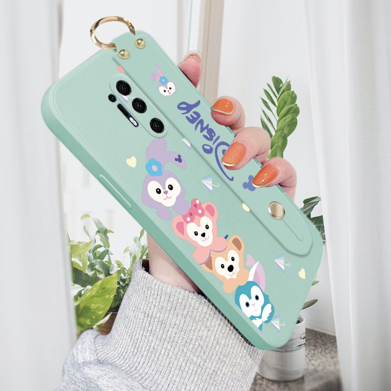 Jizetin for OnePlus 8 Pro Wrist Strap Case Creative Cartoon Cute Bunny Cover Ultra Thin Anti Fall Liquid Silicone Phone Case