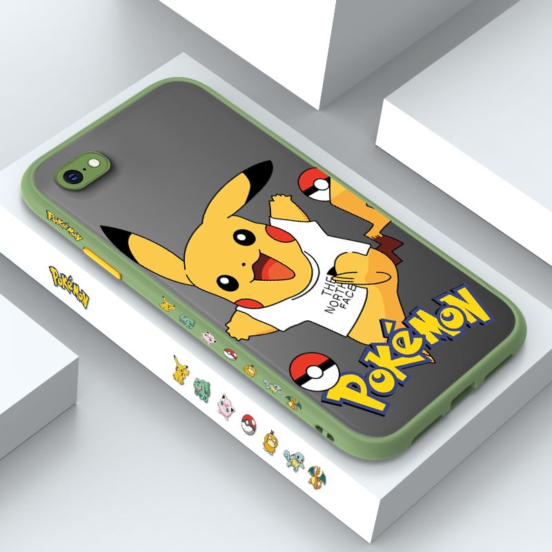 ZeroQiQi for iPhone 6 Case White Clothes Pikachu Side Printing Cover Frosted Ultra Thin Protective Anti Fall Phone Case