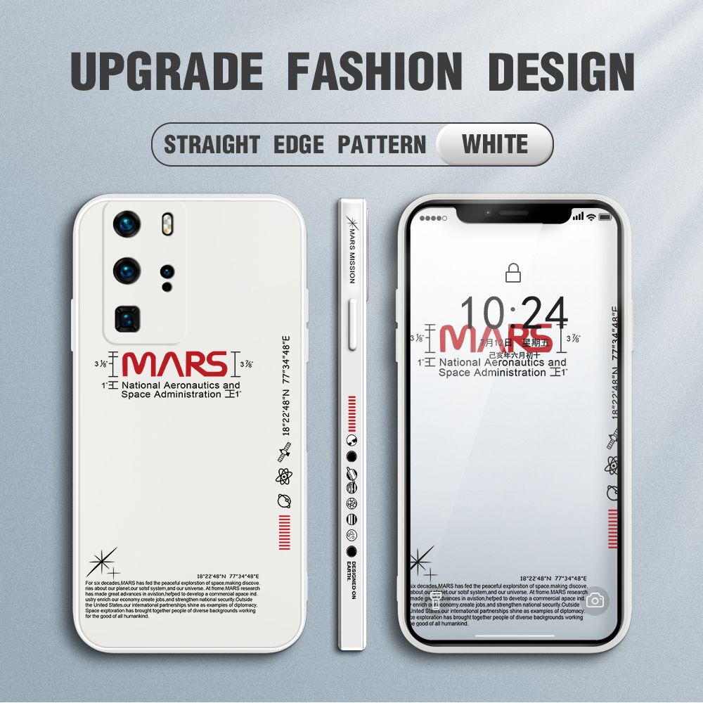 Jizetin for Huawei P40 Pro Case New NASA Design Side Design Phone Case Square Edge Pattern Liquid Silicone Cases Full Cover Camera Soft Protection Case
