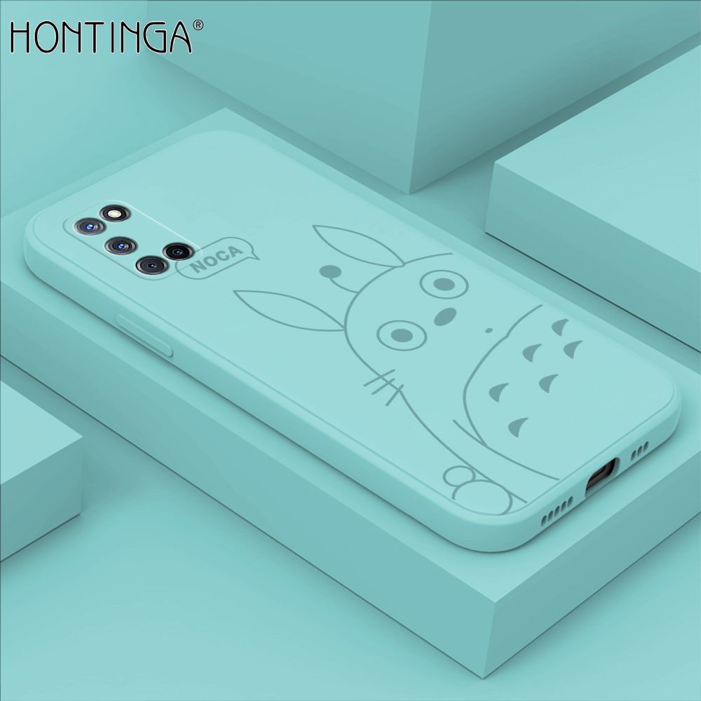Hontinga for OPPO A92 A52  Case Cartoon Cute Totoro Pattern Back Cover Soft Square Edge Liquid Silicone Phone Cases