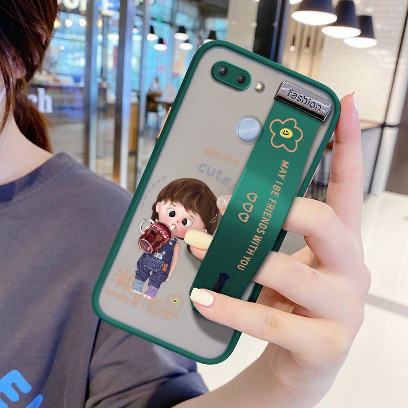 UCUC for Xiaomi Redmi 6 Wrist Strap Case Girl Drinking Cola Wristband Printing Cover Shockproof Ultra Thin Phone Case