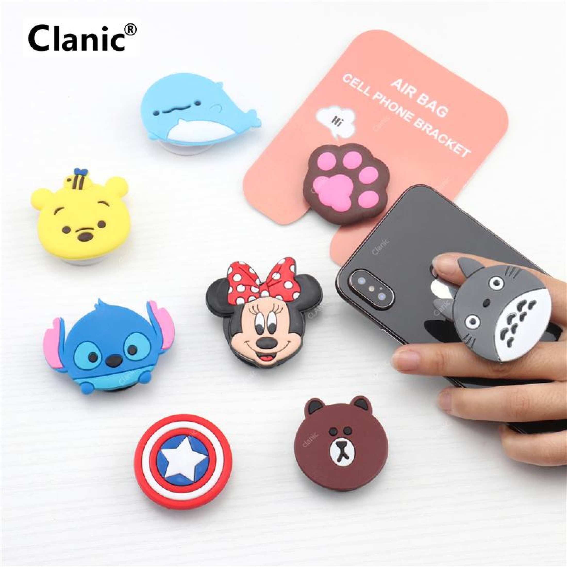 New Universal 3D Cute Cartoon Finger Ring Holder Phone airbag Socket Telefon AirPOP UPB bag Griptok For iPhone 11 8 Samsung A51 Support Telephone Mount
