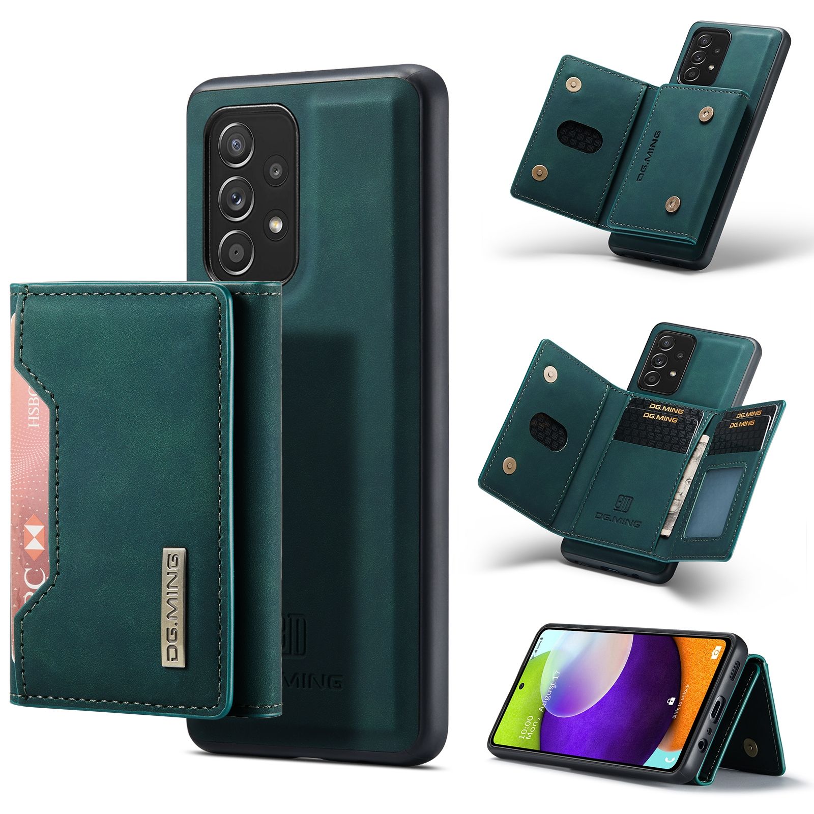 For Samsung Galaxy A52 5G / 4G DG.MING M2 Series 3-Fold Multi Card Bag + Magnetic Back Cover Shockproof Case with Wallet & Holder Function